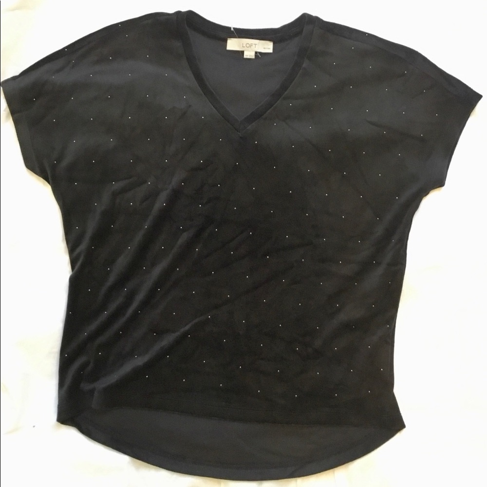 Loft black velvety top with tiny sparkles